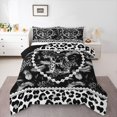 thumbnail image 1 of Manfei Cartoon Alphabet E Print Full Size Comforter Sets,Kawaii Pearl Cheetan Pattern Bedding Comforter Set,Black,Black Reversible,3 Pieces,1 Comforter and 2 Pillowcases, 1 of 7