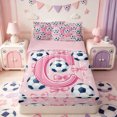 thumbnail image 1 of Manfei Cartoon Alphabet Print C Zipper Queen Comforter Set with Fitted Sheet and 2 Pillowcases,Pink Girly Bow Zipper Bedding Set,Pink Reversible,4 Pieces, 1 of 7