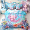 thumbnail image 1 of Manfei Cartoon Animal Axolotl 7 Pieces Full Size Bedding Sets,Cute Salamander Pattern Full Size Bed in a Bag,Polkadot Reversible, 1 of 7