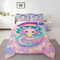 thumbnail image 1 of Manfei Cartoon Animal Axolotl Queen Comforter Set,Galaxy Starry Sky Bedding Sets,Kawaii Pink Salamander Bedding Comforter Set,For Teens,Microfiber Bedroom Decor Reversible,3pcs, 1 of 8