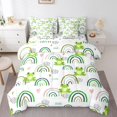 thumbnail image 1 of Manfei Cartoon Animal Frog Bedding Comforter Set 7 Pieces,Cute Rainbow King Bedding Sets,Green White Bed Sheets For Girl Boys,Ultra Soft Room Decor Reversible, 1 of 7