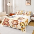 thumbnail image 1 of Manfei Cartoon Animals Bed Sheets 4pcs for Boys Girls, Lion Tiger Giraffe King Sheets, Elephant Monkey Bear Sheet Set, Orange Bedroom Decor, 1 of 7