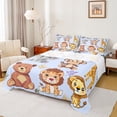 thumbnail image 1 of Manfei Cartoon Animals Bed Sheets 4pcs for Boys Girls, Lion Tiger Giraffe King Sheets, Elephant Monkey Bear Sheet Set, Purple Ultra Soft Home Decor, 1 of 7