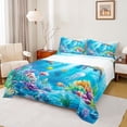 thumbnail image 1 of Manfei Cartoon Animals Bed Sheets,Ocean Themed Art Full Size Sheets,Blue,4-Piece,1 Flat Sheet, 1 Fitted Sheet and 2 Pillowcases, 1 of 7