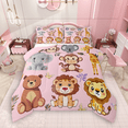 thumbnail image 1 of Manfei Cartoon Animals Bedding Comforter Set 2pcs for Boys Girls, Lion Tiger Giraffe Twin Comforter Sets, Elephant Monkey Bear Bedding Set, Pink Microfiber Bedroom Decor, 1 of 8