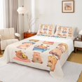 thumbnail image 1 of Manfei Cartoon Animals Queen Sheets,Cute Daily Capybara Print Queen Sheet Sets,Beige,4-Piece,1 Flat Sheet, 1 Fitted Sheet and 2 Pillowcases, 1 of 6
