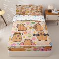 thumbnail image 1 of Manfei Cartoon Animals Zipper Twin Comforter Sets with Fitted Sheet and 2 Pillowcases,Kawaii Daily Capybara Print Zipper Bedding Set,Brown,Polkadot Reversible,4pcs, 1 of 8