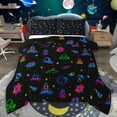thumbnail image 1 of Manfei Cartoon Astronaut Full Size Comforter Sets,Kawaii Rocket Bedding Comforter Set,Blue Pink Black Bedding Sets For Boys,Luxury Bedroom Decor Reversible,3pcs, 1 of 8