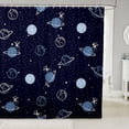 thumbnail image 1 of Manfei Cartoon Astronaut Planet Shower Curtain 72Wx84L,Cute Stars Bathroom Shower Curtain,Navy Blue, 1 of 5