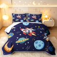 thumbnail image 1 of Manfei Cartoon Astronauts Quilt Full,Celestial Space Planets Full Bedspread Sets,Navy Blue Red,Navy Blue Reversible,3-Piece,1 Coverlet and 2 Pillowcases, 1 of 7