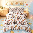 thumbnail image 1 of Manfei Cartoon Autumn Bear King Size Comforter Sets, Fall Pine Cone Leaf Comforters King Size, White Tan, Reversible, 3pcs, 1 Comforter and 2 Pillowcases, 1 of 7