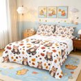 thumbnail image 1 of Manfei Cartoon Autumn Bear Queen Sheets, Fall Pine Cone Leaf Queen Sheet Sets, White Tan, 4pcs, 1 Flat Sheet, 1 Fitted Sheet and 2 Pillowcases, 1 of 6