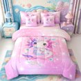 thumbnail image 1 of Manfei Cartoon Axolotl 7-Piece Twin Bedding,Animals Print Bedding Comforter Set,Pink Reversible, 1 of 7