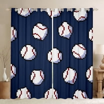Manfei Cartoon Baseball Black Out Curtains for Teens, Sports Lover Curtains Pack of 2 (42x63 Each), Modern Ball Game Bedroom Curtains, Curtains and Drapes Room Decor
