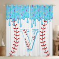 thumbnail image 1 of Manfei Cartoon Baseball Curtains and Drapes Pack of 2 (52x63 Each), Kawaii Letter VBlack Out Curtains, Light Blue V, 1 of 5