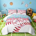thumbnail image 1 of Manfei Cartoon Baseball Quilt King, Kawaii Letter CKing Coverlet Set, Pink Light Blue C, Polka Dots Reversible 3pcs, 1 Bedspread and 2 Pillowcases, 1 of 7