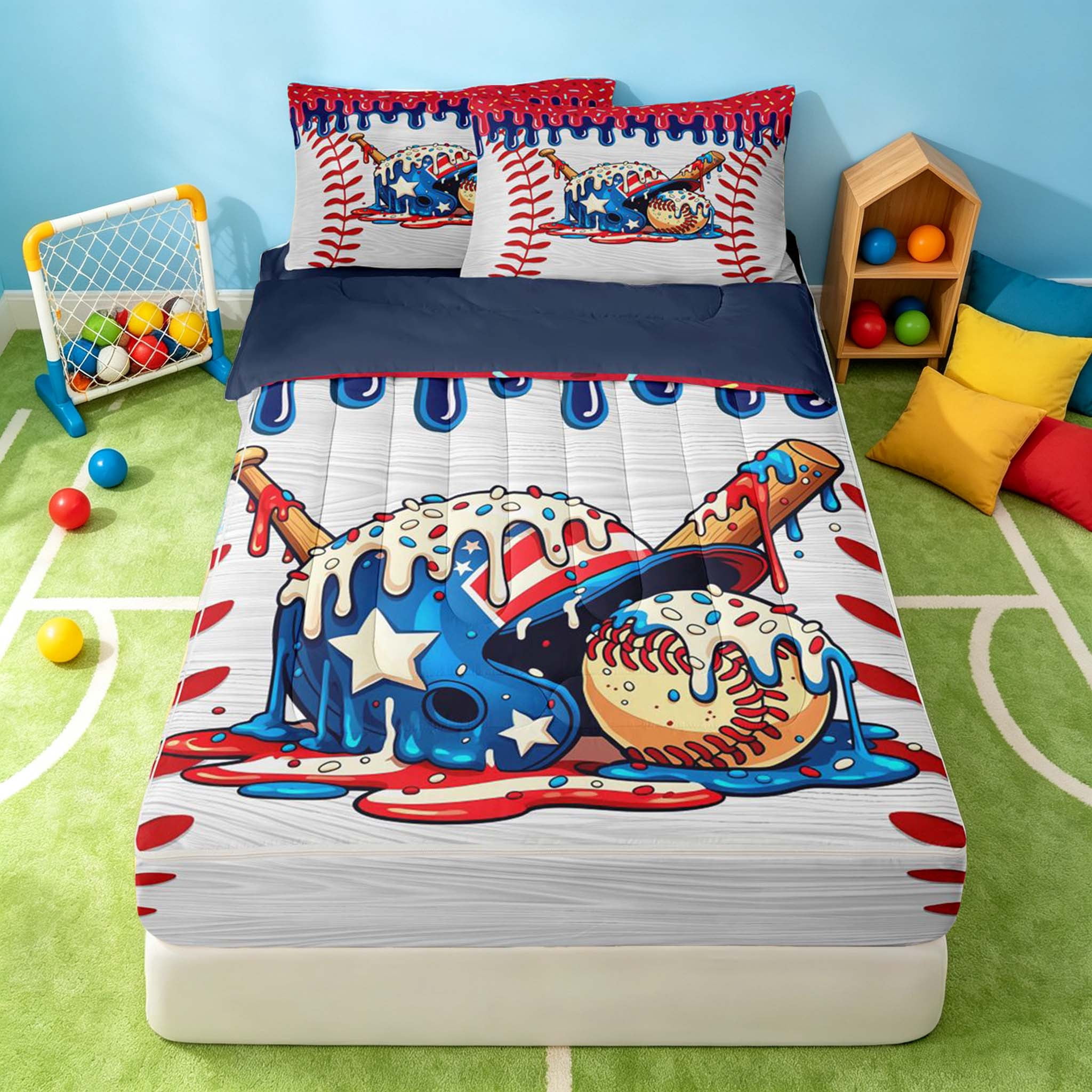 Barney Toddler Bedding, 5Pc Set, Comforter, Sheet, Pillowcase