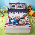 thumbnail image 1 of Manfei Cartoon Baseball Zipper Twin Comforter Sets with Fitted Sheet and 2 Pillowcases, Kawaii Sport Zipper Bedding Set, Red Blue White Multicolor, 1 of 7