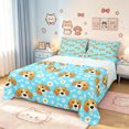 thumbnail image 1 of Manfei Cartoon Beagle Bed Sheets, Rustic Daisy Floral Full Size Sheets, Blue Brown, 4pcs, 1 Flat Sheet, 1 Fitted Sheet and 2 Pillowcases, 1 of 6