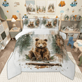 thumbnail image 1 of Manfei Cartoon Bear Full Size Comforter Sets for Girls, Watercolor Jungle Wildlife Bedding Comforter Set, Green Pine Tree Bedding Sets, Super Cozy Room Decor Reversible 3 Pieces, 1 of 8