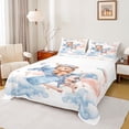 thumbnail image 1 of Manfei Cartoon Bear Full Size Sheets,Watercolor Aircraft Airplane Bed Sheets,White Blue Brown Sheet Sets For Girls,Breathable Home Decor,4 Pieces, 1 of 7