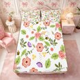 thumbnail image 1 of Manfei Cartoon Bee Fitted Sheet Queen 3-Piece,Rose Flowers Bedding,1 Fitted Sheet and 2 Pillowcases, 1 of 6