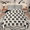 thumbnail image 1 of Manfei Cartoon Black Bow Bedding Comforter Set, Cute Ribbon Bow-tie Twin Comforter Sets, Teens Kids Girls Reversible Bedding Set, Luxury Bedroom Decor, 2-Piece, 1 of 9