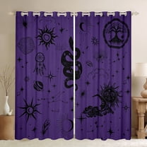 Manfei Cartoon Boho Snake Black Out Curtains for Teen, Vintage Mystic Purple Galaxy Curtains Pack of 2 (42x63 Each), Tribal Animal Bedroom Curtains, Living Room Curtains Decor