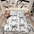 thumbnail image 1 of Manfei Cartoon Bow 3-Piece Full Size Comforter Sets,Black White Bedding Comforter Set,Dreamy Princess Lightweight Bedding Sets,Breathable Kawaii Bedroom Decorative,Reversible, 1 of 8