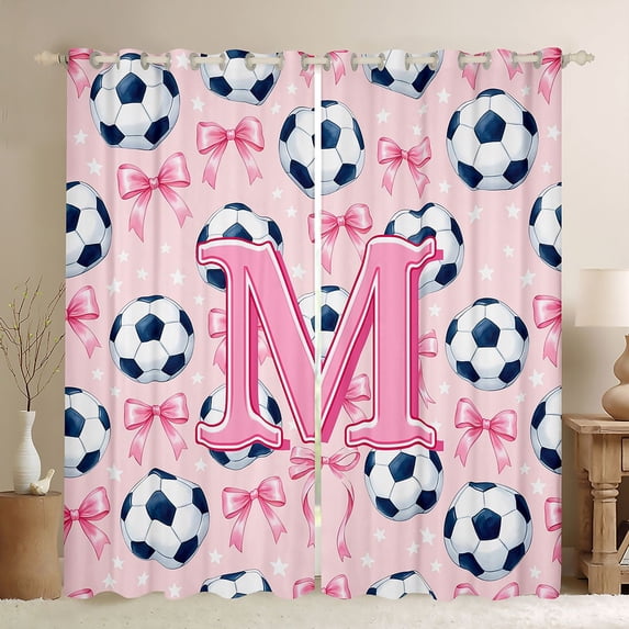 Manfei Cartoon Bow Knot Blackout Curtains,Alphabet M Design Curtains Pack of 2 (42x84 Each)