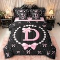 thumbnail image 1 of Manfei Cartoon Bow Letter D Monogrammed Twin Bedding Sets 7-Piece for Girls Teens,Princess Alphabet Pearl Bow Print Bedding Comforter Set for Kids,Pink Reversible,Breathable Home Decor, 1 of 6