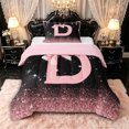 thumbnail image 1 of Manfei Cartoon Bow Letter D Monogrammed Twin Comforter Sets 3-Piece for Girls Teens,Princess Glitter Print Bedding Set for Kids,Pink Reversible,Breathable Home Decor, 1 of 6