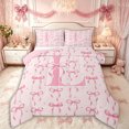 thumbnail image 1 of Manfei Cartoon Bow Letter L Monogrammed Queen Comforter Set 3pcs for Girls Teens,Polka Dots Cute Alphabet Bedding Comforter Set for Kids,Pink Reversible,Breathable Home Decor, 1 of 6