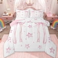 thumbnail image 1 of Manfei Cartoon Bow Ribbon Bedding Comforter Set,Lovely Bow Tie Twin Comforter Sets,Gradient Pink White Stars Bedding Set For Girl Teens,Breathable Home Decor Reversible,2 Pieces, 1 of 7