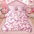 thumbnail image 1 of Manfei Cartoon Bow Tie 7-Piece Twin Bedding Sets,Cute Bowknot Ribbon Bedding Comforter Set,Girl Pink Sheet Sets For Teens,Luxury Bedroom Decor Reversible, 1 of 9