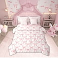 thumbnail image 1 of Manfei Cartoon Bow Tie 7-Piece Twin Bedding Sets,Pink Geomwtric Plaid Bedding Comforter Set,Princess Bow Sheet Sets For Teens,Luxury Bedroom Decor Reversible, 1 of 8
