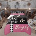 thumbnail image 1 of Manfei Cartoon Bow-tie Kids Queen Comforter Set, Christmas Gifts Bedding Sets, Black Pink Princess Style Reversible Bedding Comforter Set, Microfiber Bedroom Decor, 3 Pieces, 1 of 8