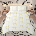 thumbnail image 1 of Manfei Cartoon Bowknot Child Full Size Comforter Sets, Girly Yellow Bow-tie Bedding Comforter Set, Kawaii Princess Bow Style Reversible Bedding Sets, Lightweight Room Decor, 3-Piece, 1 of 9