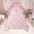 thumbnail image 1 of Manfei Cartoon Bowknot Queen Comforter Set,Pink Heart Print Bedding Sets,Ribbon Bowtie Bow Bedding Comforter Set For Girls,Microfiber Bedroom Decor Reversible,3-Piece, 1 of 8