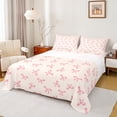 thumbnail image 1 of Manfei Cartoon Bowtie Bed Sheets 4pcs for Girls, Cute Kawaii Bow Knot King Sheets, Princess Ribbon Sheet Set, Beige Pink Microfiber Bedroom Decor, 1 of 6