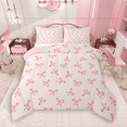 thumbnail image 1 of Manfei Cartoon Bowtie Bedding Comforter Set 2pcs for Girls, Cute Kawaii Bow Knot Twin Comforter Sets, Princess Ribbon Bedding Set, Beige Pink Microfiber Bedroom Decor, 1 of 8