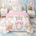 thumbnail image 1 of Manfei Cartoon Bowtie Twin Comforter Sets,Star Pearl Shell Bedding Set,Pink Reversible,2-Piece,1 Comforter and 1 Pillowcase, 1 of 7