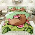 thumbnail image 1 of Manfei Cartoon Brown Capybara Boy Girl Full Size Comforter Sets 3-Piece,Colorful Polka Dots Bedding Comforter Set,Fruit Watermelon Lightweight Bedding Sets,Ultra Soft Home Decor,Reversible, 1 of 8