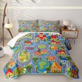 thumbnail image 1 of Manfei Cartoon Buildings Twin Quilt Set,City Streets Twin Coverlet Set,Gray,2 Pieces, 1 of 7