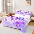 thumbnail image 1 of Manfei Cartoon Butterfly Child Queen Sheet Sets, Purple Flat Sheet, Cute Dreamy Animal Queen Fitted Sheet, Lightweight Room Decor, 4-Piece, 1 of 6