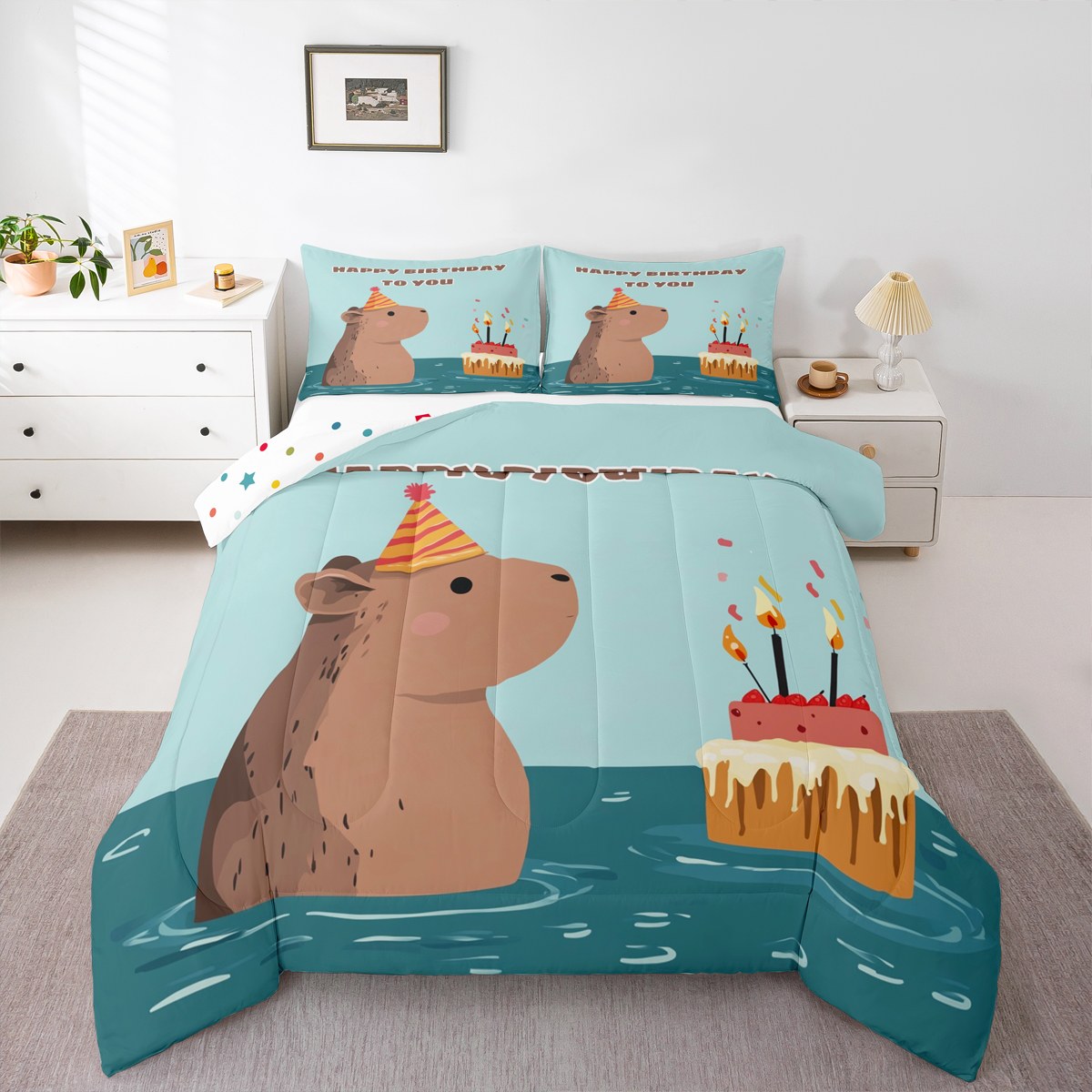 Manfei Kinder-Duschvorhang Mit Enten-Muster – Wasserdicht, 183x198 Cm, Inkl. 12 Haken