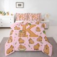 thumbnail image 1 of Manfei Cartoon Capybara Full Size Comforter Sets,Cute Initial K Bedding Comforter Set,Pink Brown,Pink Reversible,3 Pieces,1 Comforter and 2 Pillowcases, 1 of 7