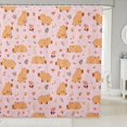 thumbnail image 1 of Manfei Cartoon Capybara Shower Curtain 72Wx84L, Flower Plant Print Bathroom Shower Curtain, Light Pink, 1 of 5
