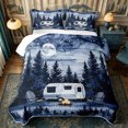 thumbnail image 1 of Manfei Cartoon Car Quilt King 3 Pieces,Kawaii Camping Camper King Coverlet Set,Dark Blue White,1 Bedspread and 2 Pillowcases, 1 of 7