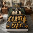 thumbnail image 1 of Manfei Cartoon Car Twin Fitted Sheet 2 Pieces,Kawaii Camping Camper Bedding,Dark Gray Tan,1 Fitted Sheet and 1 Pillowcase, 1 of 4